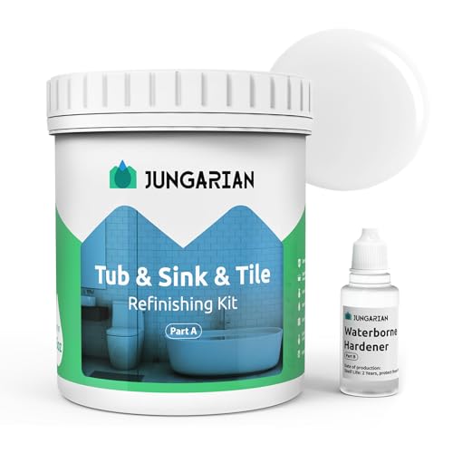 Jungarian Tub and Tile Refinishing Kit 35oz, Low Odor Countertop Paint, Shower Sink Paint for...