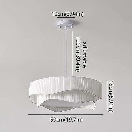 Lustre de restaurant suspendu plissé blanc E27 avec cordon réglable style moderne