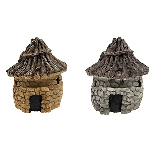 PINDIA Resin 2 Pcs Mini Hut Miniatures for Garden Pots Craft Décortion Gifts for Kids, Multicolor