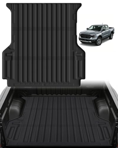 ALWBETHE Custom Fit Truck Bed Mat for 2024 2025 2026 Ford Ranger 5ft Bed (Next-Gen) Heavy Duty TPE Pickup Bed Liner All-Weather Anti-Slip Odorless Cargo Trunk Protector Liner