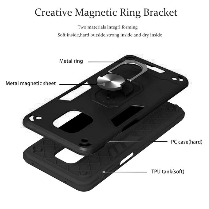Image of amazon basics Kickstand Mobile Cover (360 Rotating Ring Holder) for Mi Redmi Note 9 Pro /Note 9 Pro Max /Poco M2 Pro (Black)