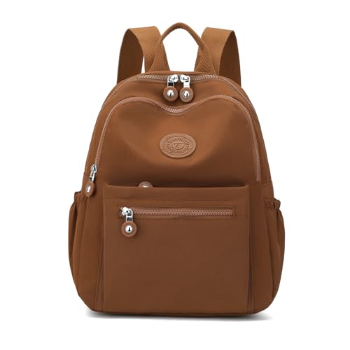 Image of Tanweibago Mini Nylon Women Backpacks,11L Small Ladies backpacks Casual Lightweight Women Shopping Travel Daypack (Light Brown)