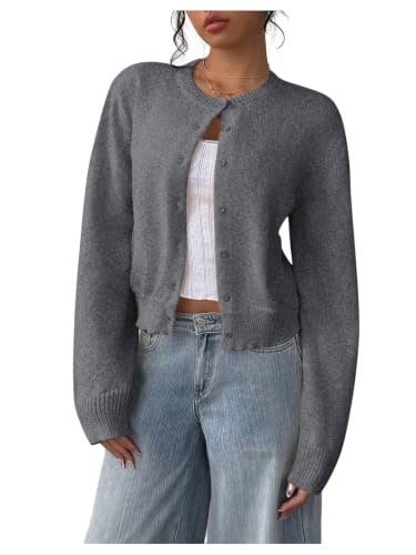 Image of SOLY HUX Women's Button Down Cropped Lightweight Cardigan Sweater Cute Fall Fashion 2026