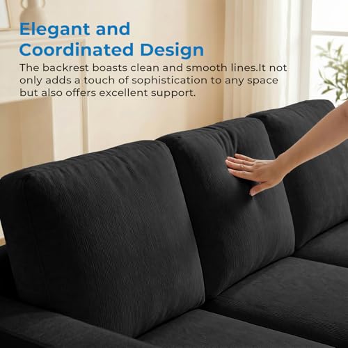 Image of Mjkone 2 Pieces Living Room Sofa Sets, 82 inch W 3 Seat Sofas Couch and Loveseat Set, Sectional Couches Living Room Furniture Set, Sectional Couch Set for Home Office, 3-Seat Sofa + Loveseat, Dark Grey