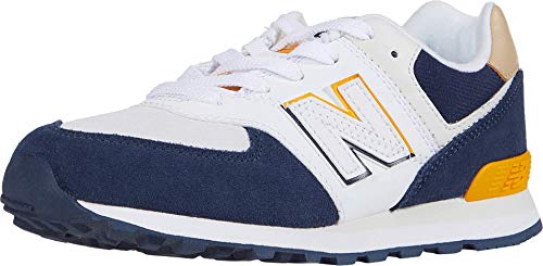 New Balance Kid's 574 V1 Lace Up Sneaker, Natural Indigo/Chromatic Yellow, 13.5 Little