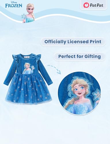 Image of Disney Girls' Tulle Tutu Dress Birthday Party Outfit Baby /Toddler | Officially Licensed, Frozen Elsa, Minnie, Princess, Velvet Top with Belt, Multi-Layer Mesh Skirt, Ruffle Long Sleeve Clothes