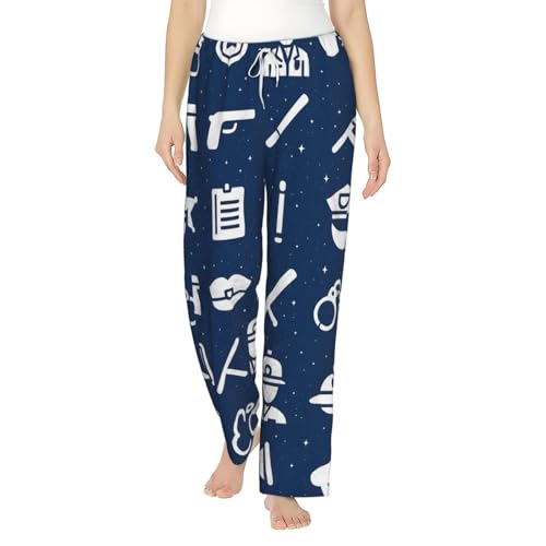 Pantalon de pyjama en polaire original à offrir : bas de nuit doux motif policier femme