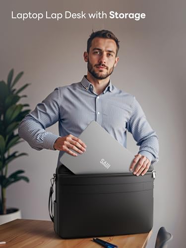 image for SAIJI Portable Laptop Lap Desk w/Retractable Mouse Pad Tray - Multifun