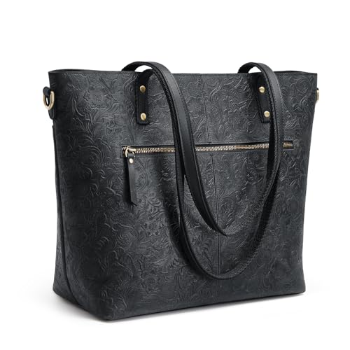 S-ZONE Leather Tote Bag for Women Large Work Totes Designer with Adjustable Strap