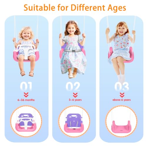 Image of 3-in-1 Toddler Swing Set, Foldable Baby Swing with Stand