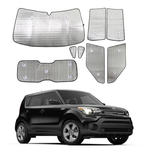 Windshield Sunshade Kit for Kia Soul 2009-2013 Accessories Front Rear Window Sun Shade Foldable Sun Visor Privacy Protection Cover UV Blocker HeatShield Windshield Side Rear Window Full Set
