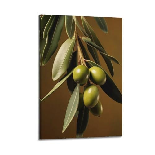 Poster de fruits de qualité supérieure avec branche d'olives vertes 60x90