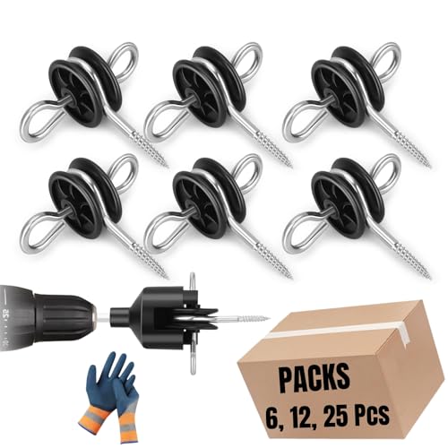 6 pcs Electric Fence Wood Post Anchors with Insulators and Tool