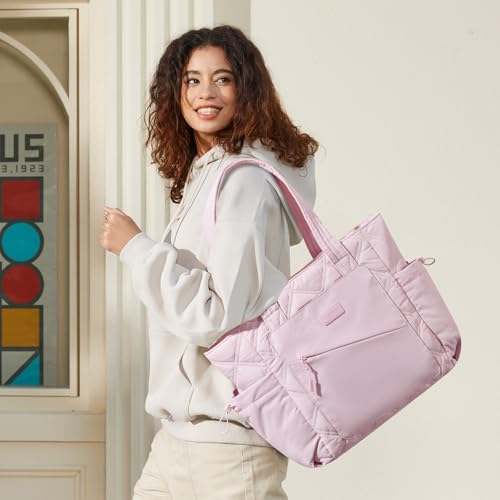 Image of LOVEVOOK Tote Bag for Women, puffer tote bag for Work Travel Nurse, Lightweight quilted Bags with Compartments