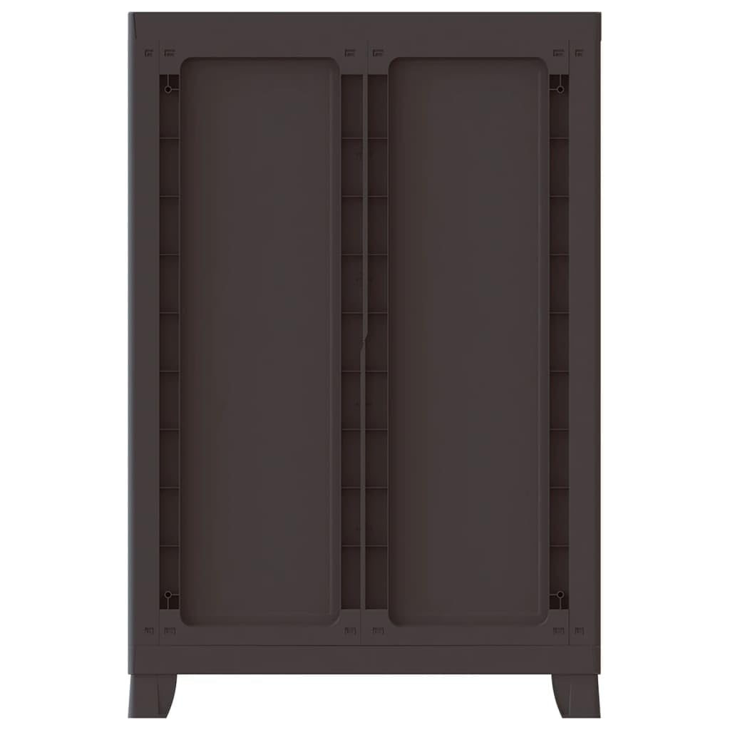 Armadio portaoggetti in plastica, 65 x 45 x 97 cm, grigio, multiuso con 2 ante e 3 ripiani, chiudibile, per ufficio, garage, cantina, officina, crea ordine