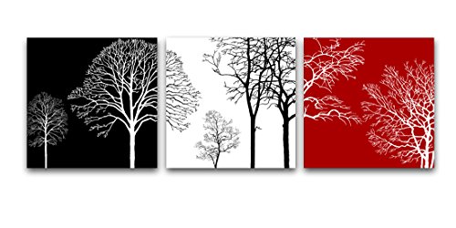 Wieco Art Colorful Tree 3 Panels Contemporary Canvas Prints Wall Art Flower Pictures Photo Paintings for Bedroom Bathroom Home Decorations Modern Stretched and Framed Abstract Floral Giclee Artwork