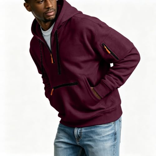 Big and Tall Hoodies for Men Quarter Zip Pullover Hooded Sweatshirt - image 3