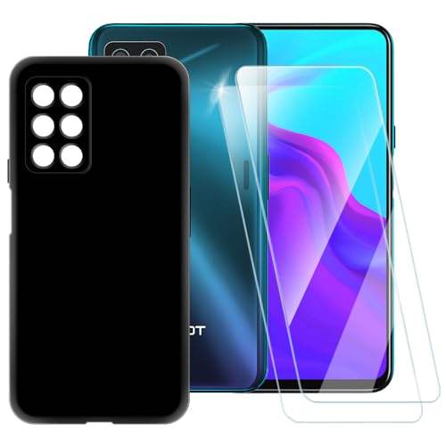 ESACMOT Funda negra pura compatible con Cubot X30 + [2 unidades] Protector de pantalla de vidrio templado, funda a prueba de golpes para Hafury GT20 (6.4 pulgadas)