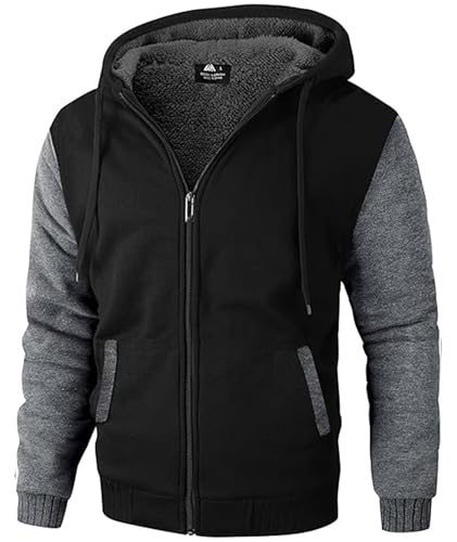 Image of V VALANCH Men's Zip Up Hoodie Fleece Winter Jacket Warm Sweatshirts | Thick Sherpa Lined, Heavyweight Coat with Pocket, Zipper Front, Athletic Outdoor Hiking Sport Running