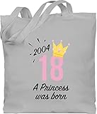 Shirtracer 18. Geburtstag - Achtzehn Mädchen Princess 2004 schwarz - Unisize - Hellgrau - Geschenk - WM101 - Stoffbeutel aus Baumwolle Jutebeutel lange Henkel
