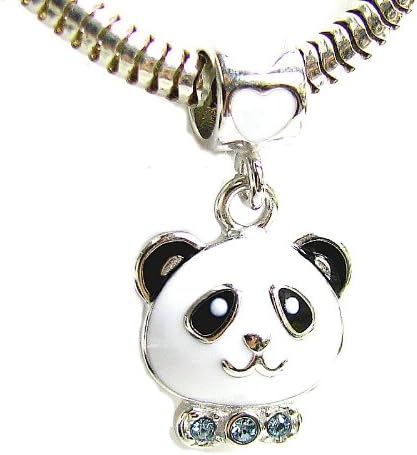 Queenberry Sterling Silver Panda Austrian Elements Crystal European Style Dangle Bead Charm - Image 3