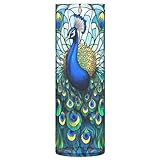 Stained Glass Peacock Art Tall Vases for Flowers Cylinder Vase for Flowers Decorative Centerpiece Table Decorations, 11.8" x 3.9"