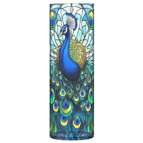 Stained Glass Peacock Art Tall Vases for Flowers Cylinder Vase