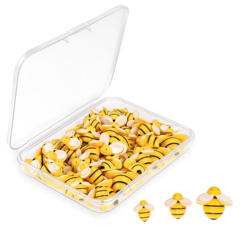 50 Pieces Tiny Resin Bees for Craft Bee Wreath Crafts Resin Bumble Bee Decor for Embellishments Mini Flatback Bees Charms with Box for DIY Crafts Party Decorations Home Decoration Scrapbooking