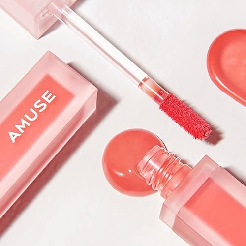 Amuse Dew Velvet Lip Tint Semi Matt Fresh Dewy Velvet Texture Korean Makeup Transfer-Proof Non-Sticky Lipstick Glossy Vegan 0.14 Oz. 06 Lively Rose #TOP4