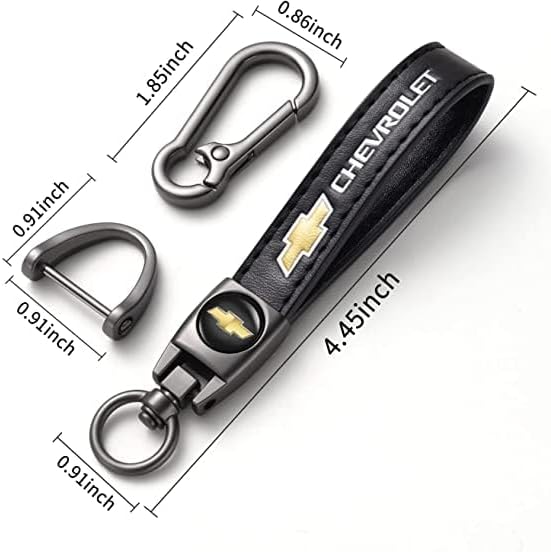 leather car keychain set for Chevrolet men and women family present keychain key ring lanyard accessories (black) - Image 2