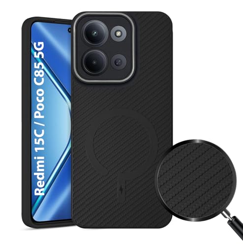 Image of LIRAMARK Rugged Carbon Fibre TPU Armor Silicone Back Cover Case for Redmi 15C / Poco C85 5G