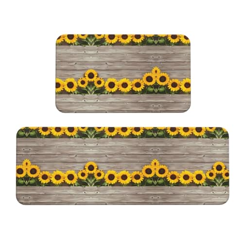 Alfombrillas de cocina antideslizantes y protectoras de suelo con girasoles 2