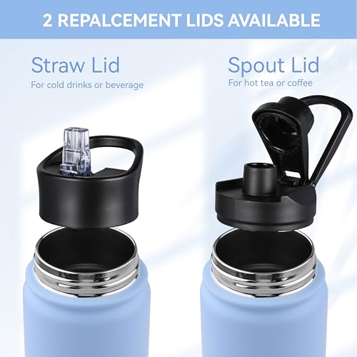 HASLE OUTFITTERS Insulated Water Bottle 22 oz Double Wall Stainless Steel Water Bottle Wide Mouth with Straw Lid & Spout Lid Keeps Cold or Hot(Blue,1) by HASLE OUTFITTERS - Used condition - Image 5