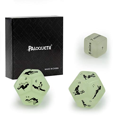 Sex Dice Set for Couples for Erotic Games and Foreplay, PALOQUETH Luminous Romantic Dice with 24 Varied Sexual Positions  (1 Pkg/3 Dice)