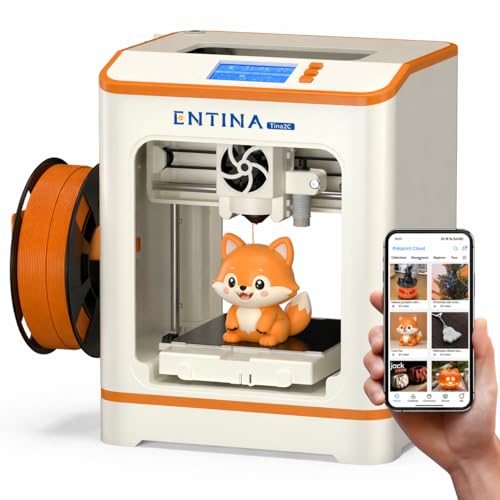 Entina Tina2C 3D Printer for Kids & Beginners, Fully Assembled Starter Mini 3D Printer, Start in 8 Mins, App & WiFi Control, Auto Leveling, 1500+ Model Library, 20+ Creative DIY Modules for STEM, Home