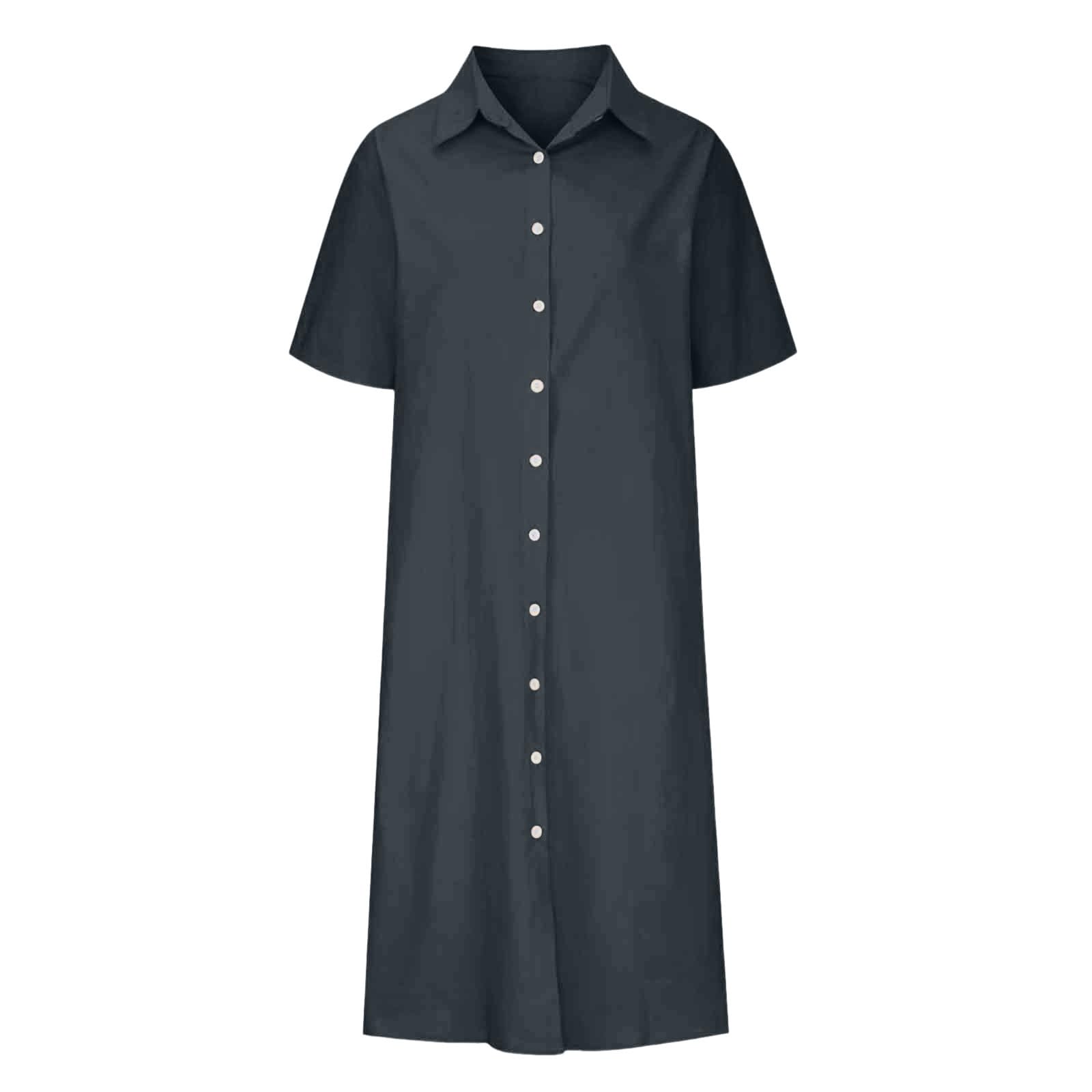 Vestido Camisero Informal de Manga Larga para Mujer, Vestidos Verano Mujer Manga Corta Verano Mujer Vestidos