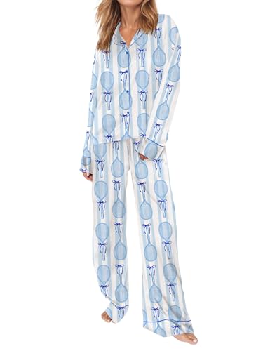 Image of SHESHOW Satin Pajamas for Women Set Long Sleeve Button Down Sleepwear 2 Piece Nightwear Women Pjs Sets Size XS-XXL
