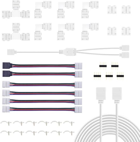 REDTRON LED Strip Verbinder, Verlängerung, Eckverbinder, Streifen Befestigungsclips, Für 10mm 4...
