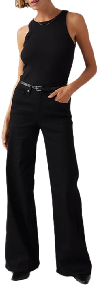 Levi's Women's 318 Shaping Wide Leg Jeans, Soft Black, 31W / 32L