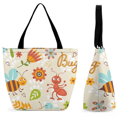 Sac à main abeille et fleur pour femme idéal pour le shopping