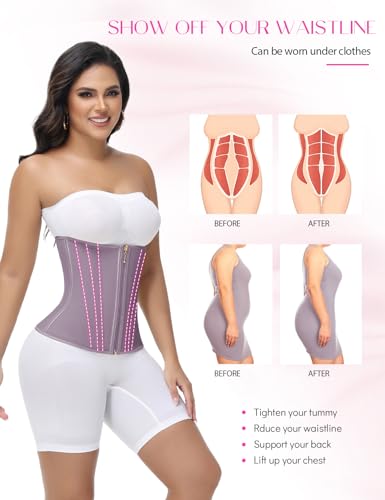 Image of SHAPSHE Waist Trainer for Women Tummy Control Workout Waist Cincher Corset Shapewear Postpartum Body Shaper with Zipper Hook