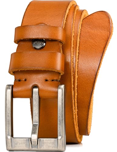 WOLFANT Full Grain Leather Casual Work Belts for Men,100% Italian Real Solid Leather