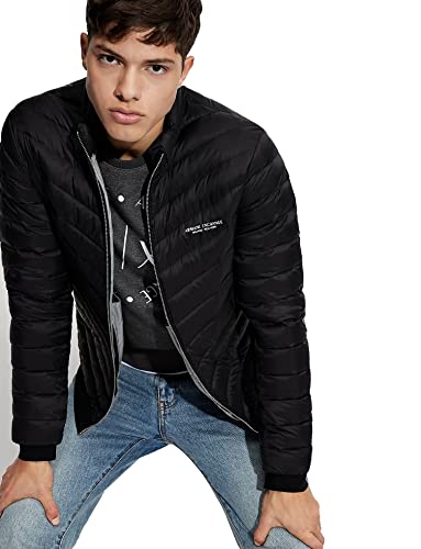 Armani Exchange Men's Quilted Down Milano/New York Logo Zip-up Jacket,Grey,...