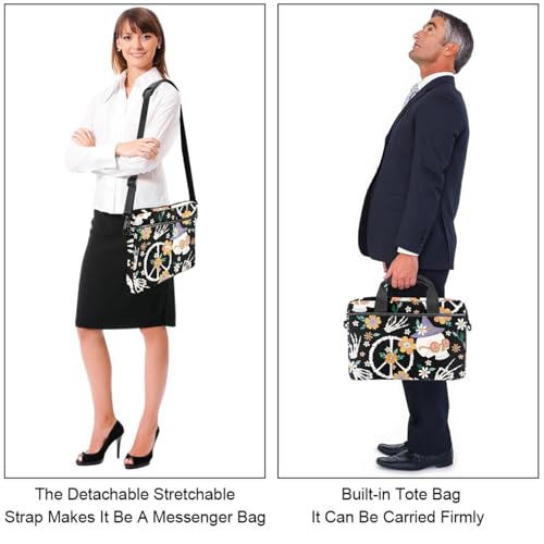 Sac à bandoulière pour ordinateur 14 pouces avec motif crâne et marguerites - 7