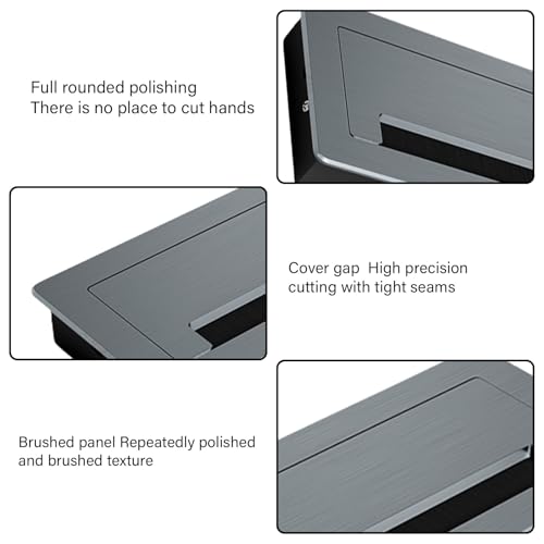 Pasacables de metal rectangular con cepillo protector para escritorios elegantes 6