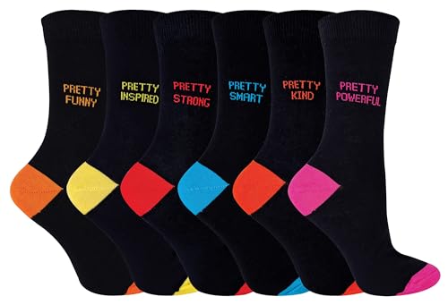 Sock Snob - 6 Pairs Ladies Fun Pretty Socks | Gift Novelty Dress Socks for Women | Size 4-7 (4-7 Heel & Toe)