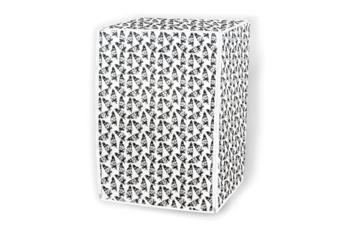 Image of Stylista PVC Waterproof Washing Machine Cover Compatible for IFB 6 KG Fully-Automatic Front Loading DIVA AQUA GBS 6010, Waterproof and Dustproof, Floral Pattern White & Grey