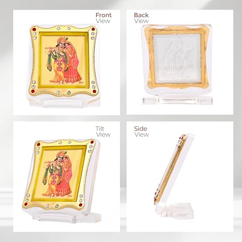 Image of Radha Krishna Car Dashboard | Showpiece Decor Car Idol, Table Decor Religious Frame for Pooja, Prayer and Gift