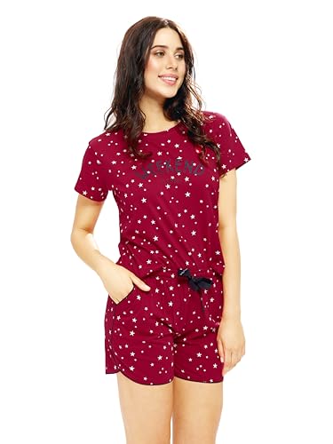 Image of LOTIK Women's Cotton Star Print Top & Shorts Nightwear Set