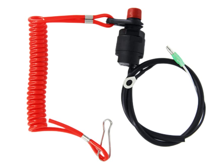 Miniatura 4 de Linageson Interruptor de parada de seguridad universal para barco, cordón de amarre de seguridad, corte de emergencia para Yamaha, Suzuki, Honda,